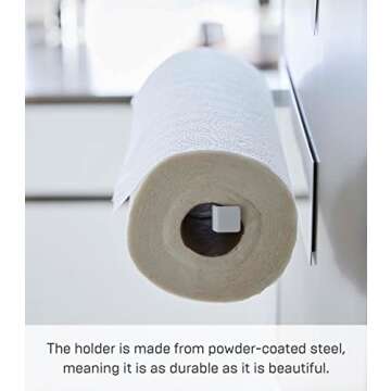 Yamazaki Home Tower Magnetic Paper Towel Holder Metal Kitchen Roll Dispenser, Vertical Or Horizontal Mounted Kitchen Towel Rack - Steel