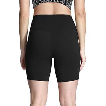 Aoxjox Women's High Waist Biker Shorts Solid Yoga Active Gym Running Compression Exercise Workout Shorts 6" (Black, Small)
