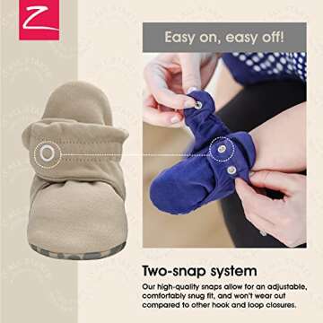 Zutano Unisex Organic Cotton Baby Booties With Gripper Soles, Khaki, 18M