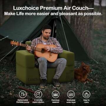 Luxchoice Inflatable Sofa Multifunctional Air Couch with Built-in Pump Portable Luxury Automatic Inf...