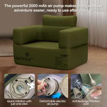 Luxchoice Inflatable Sofa Multifunctional Air Couch with Built-in Pump Portable Luxury Automatic Inflatable Chair Single Suitable for Home Outdoor Camping Travel