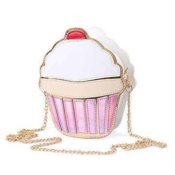 SUKUTU Girls Cupcake Popcorn Egg Fruits Milk Box PU Crossbody Handbag Women Small Purse and Cell Pho...