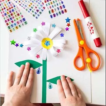 Craft Gems Stickers for Kids - 1246 Self-Adhesive Colors and Shapes