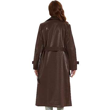 Fahsyee Women's Faux Leather Trench Coat - Stylish & Versatile