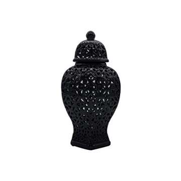 Galt International 15” Lattice Ginger Jar with Lid - Decorative Vase for Home Decor - Modern Medit...