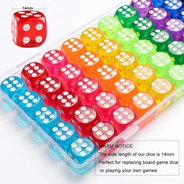50 Piece Colorful 6-Sided Dice Set for Games and Learning