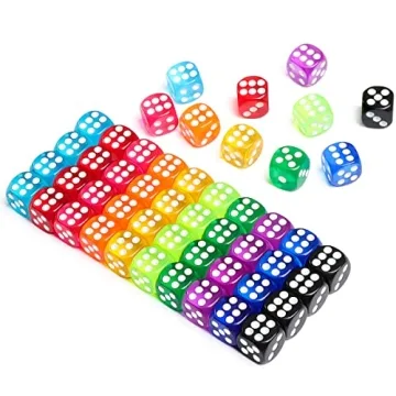 50 Piece Colorful 6-Sided Dice Set for Games and Learning