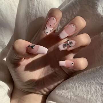 Eastern Trade 10Pcs 3D Silver Metal Cross Nail Charms, Punk Nail Art Charms Vintage, Nail Art Decoration for DIY Acrylic Nail Art Decoration and Jewelry Making, DIY Craft Accessories (Retro Silver)