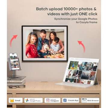 Cozyla Canvas Digital Picture Frame Large 17 Inch Free Unlimited Storage AI-Powered Send Pictures and Videos via Google Photos Email Web Browser Phone App Smart Digital Photo Frame Electronic WiFi Mat