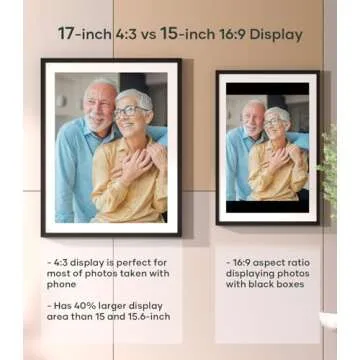Cozyla Canvas Digital Picture Frame Large 17 Inch Free Unlimited Storage AI-Powered Send Pictures and Videos via Google Photos Email Web Browser Phone App Smart Digital Photo Frame Electronic WiFi Mat