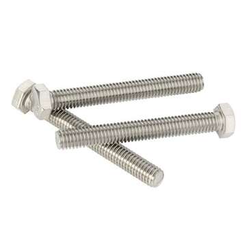 1/4-20 x 3-1/2" (3/8" to 4" Available) Hex Head Screw Bolt, Fully Threaded, Stainless Steel 18-8, Plain Finish, Quantity 10