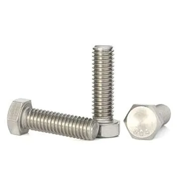 1/4-20 x 3-1/2" (3/8" to 4" Available) Hex Head Screw Bolt, Fully Threaded, Stainless Steel 18-8, Plain Finish, Quantity 10