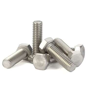 1/4-20 x 3-1/2" (3/8" to 4" Available) Hex Head Screw Bolt, Fully Threaded, Stainless Steel 18-8, Plain Finish, Quantity 10