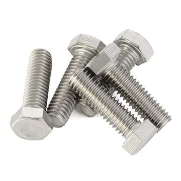 1/4-20 x 3-1/2" (3/8" to 4" Available) Hex Head Screw Bolt, Fully Threaded, Stainless Steel 18-8, Plain Finish, Quantity 10