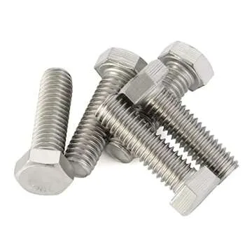 1/4-20 x 3-1/2" (3/8" to 4" Available) Hex Head Screw Bolt, Fully Threaded, Stainless Steel 18-8, Plain Finish, Quantity 10