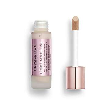 Makeup Revolution Conceal & Define Foundation, Cream Foundation Makeup, Full Coverage, For Light Ski...