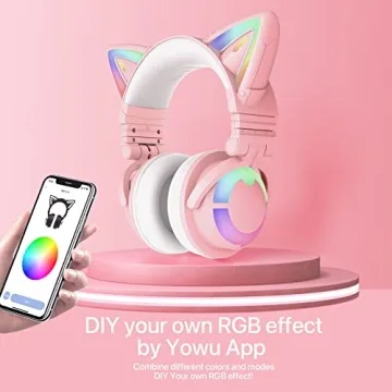 YOWU Cat Ear Headphones 3G with RGB and Surround Sound