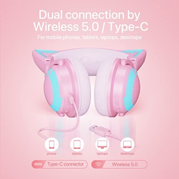 YOWU Cat Ear Headphones 3G with RGB and Surround Sound