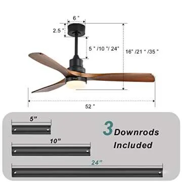 Sofucor Low Profile Ceiling Fan With Lights Remote Control 52 Inch Flush Mount Ceiling Fan Modern Wood Blade Fan For Bedroom Living Room Indoor Outdoor Farmhouse Patio, Noiseless DC Motor