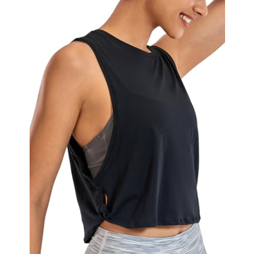 CRZ YOGA Pima Cotton Cropped Tank Top - Soft and Breathable Activewear