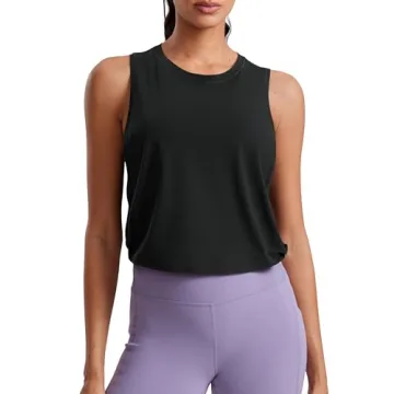CRZ YOGA Pima Cotton Cropped Tank Top for Women