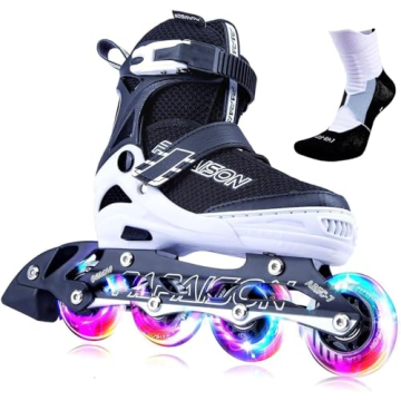 PAPAISON Adjustable Inline Skates for Kids and Adults with Full Light Up Wheels, Outdoor Roller Skat...