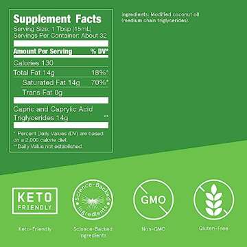 Bulletproof MCT Oil Made with C10 and C8 Oil, 16 Ounces, Keto Supplement for Sustained Energy, Brain...
