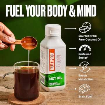 Bulletproof MCT Oil Made with C10 and C8 Oil, 16 Ounces, Keto Supplement for Sustained Energy, Brain and Body Fuel, Add to Coffee and Smoothies