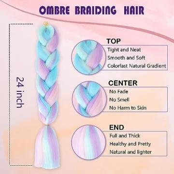 Ombre Jumbo Braiding Hair Extensions 3pcs - Bright Colors