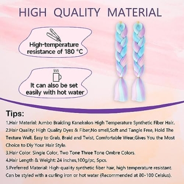 Ombre Jumbo Braiding Hair Extensions 3pcs - Bright Colors