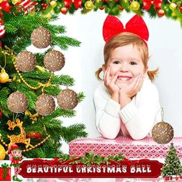 Champagne Glitter Sequin Christmas Tree Ornaments - 6 Pcs