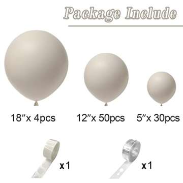 White Sand Balloons 84 pcs Sand White Balloons Garland Arch Kit 5 inch +12 inch +18 inch Nude Latex ...