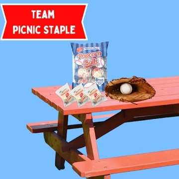 Kathy Kaye Baseball Themed Popcorn Balls, Individually Wrapped Salty Snacks, Sports Party Favor, 8 Pieces Included, 8oz