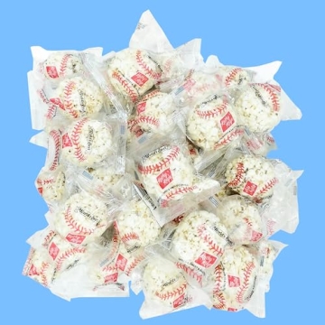 Kathy Kaye Baseball Themed Popcorn Balls, Individually Wrapped Salty Snacks, Sports Party Favor, 8 Pieces Included, 8oz