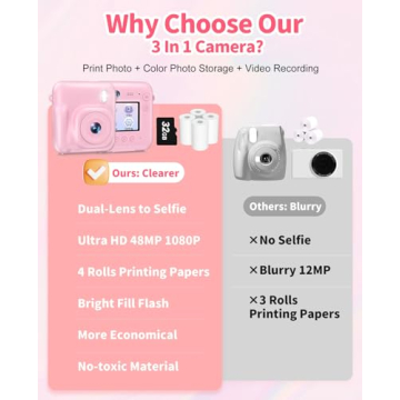 Kids Instant Print Camera - 48MP Fun for Ages 4-12