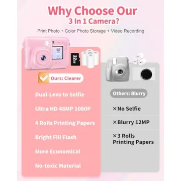 Kids Instant Print Camera - 48MP Fun for Ages 4-12