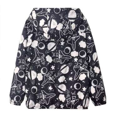 WELAKEN Lightweight Universe Jacket for Boys Kids & Toddler II Boys' Print Water-Resistant Jacket