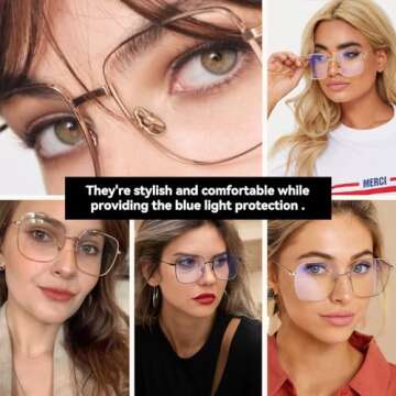 Dollger Blue Light Blocking Glasses for women Filter Blue Light Glasses Retro Metal square Frame Eyeglasses GOLD