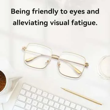 Dollger Blue Light Blocking Glasses for women Filter Blue Light Glasses Retro Metal square Frame Eyeglasses GOLD