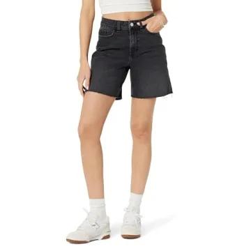 The Drop Women's Mari Long Relaxed Denim Short Faded Black, 26