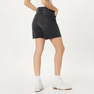 The Drop Women's Mari Long Relaxed Denim Short Faded Black, 26