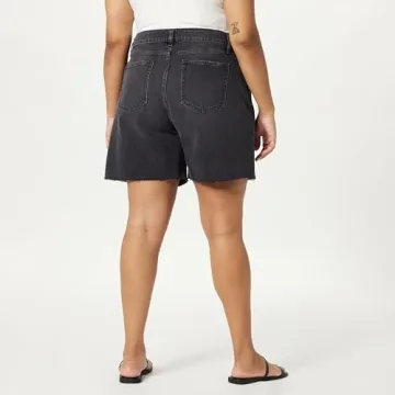 The Drop Women's Mari Long Relaxed Denim Short Faded Black, 26