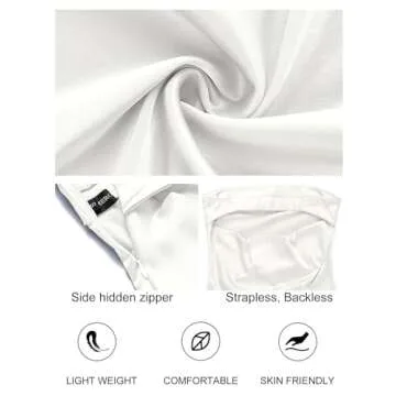 MEROKEETY Women Strapless Silk Tube Top Maxi Dress Backless Elegant Satin Bodycon Formal Gowns Ivory Large