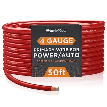InstallGear 4 Gauge Wire - Flexible CCA Power Ground Cable