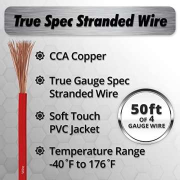 InstallGear 4 Gauge Wire Flexible CCA Power Ground Cable