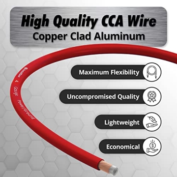 InstallGear 4 Gauge Wire Flexible CCA Power Ground Cable