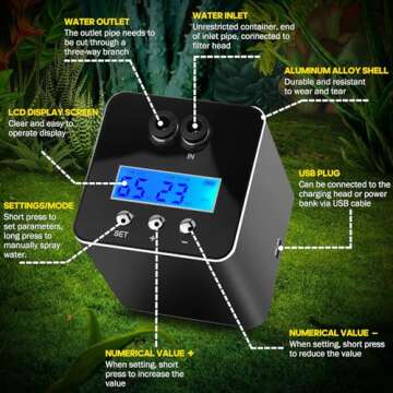 MYGIIKAKA Reptile Fogger Automatic Reptile Mister Fogger for Terrarium, Timed Reptile Humidifiers for Chameleon/Lizard/Snake/Turtle/Frog