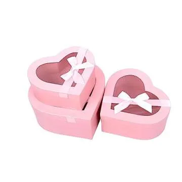 BBJ WRAPS Heart Shaped Boxes for Flowers Packaging with Transparent Window Lids Luxury Gift Box for ...