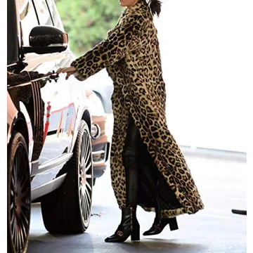 Elegant Leopard Print Faux Fur Maxi Coat for Winter