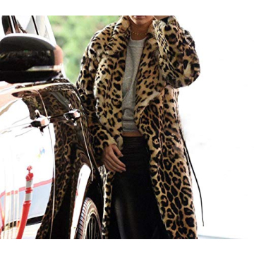 Elegant Leopard Print Faux Fur Maxi Coat for Winter